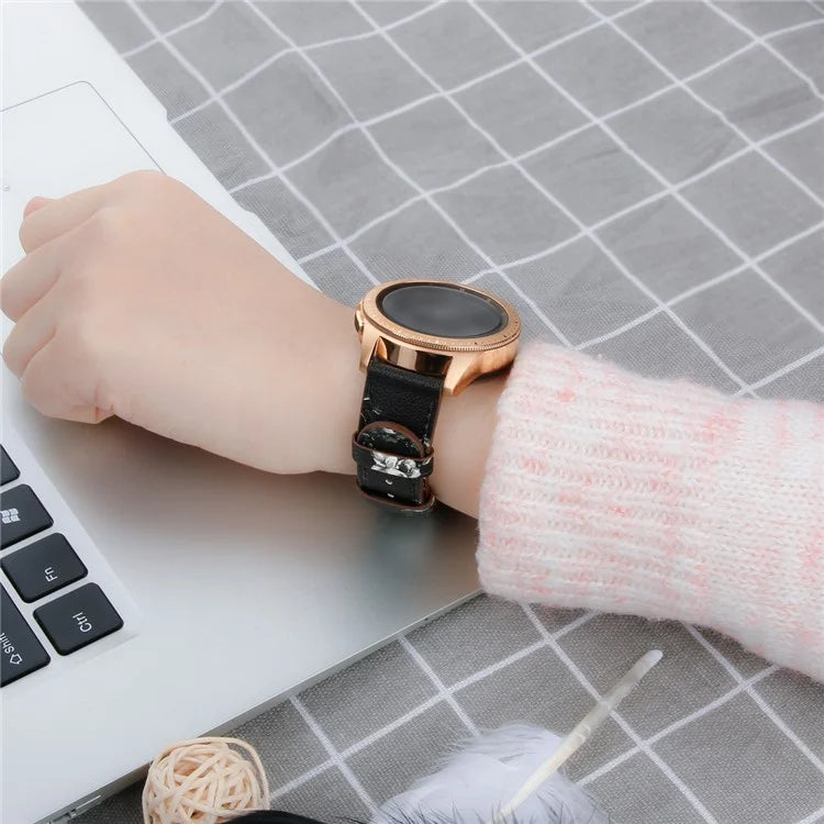For Huawei Watch GT / Watch GT 2 46mm / 42mm / Samsung Galaxy Watch 46mm Watch Strap Top Layer Cowhide Wrist Band