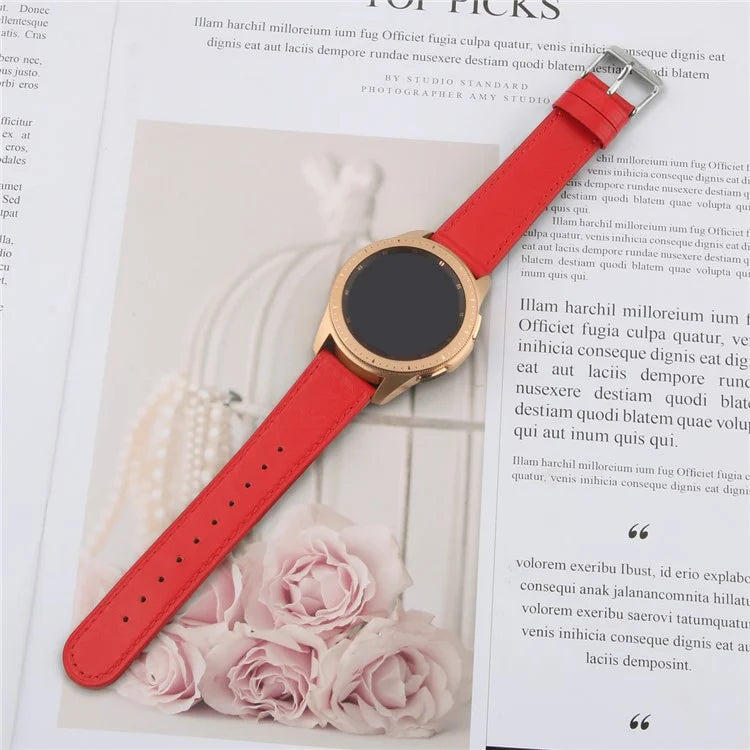 For Huawei Watch GT / Watch GT 2 46mm / 42mm / Samsung Galaxy Watch 46mm Watch Strap Top Layer Cowhide Wrist Band