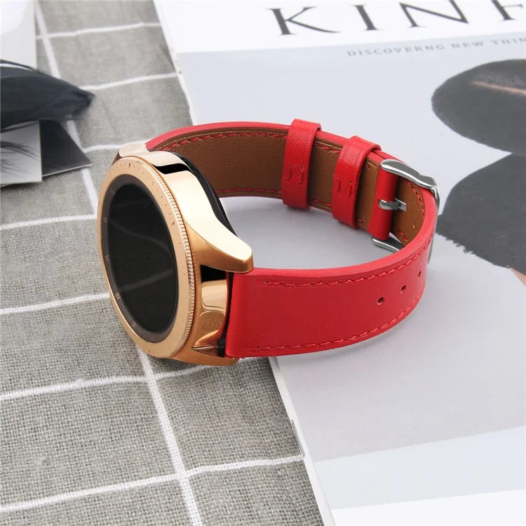 For Huawei Watch GT / Watch GT 2 46mm / 42mm / Samsung Galaxy Watch 46mm Watch Strap Top Layer Cowhide Wrist Band