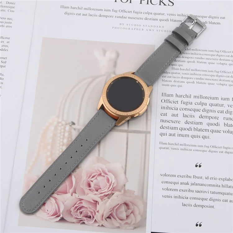 For Huawei Watch GT / Watch GT 2 46mm / 42mm / Samsung Galaxy Watch 46mm Watch Strap Top Layer Cowhide Wrist Band