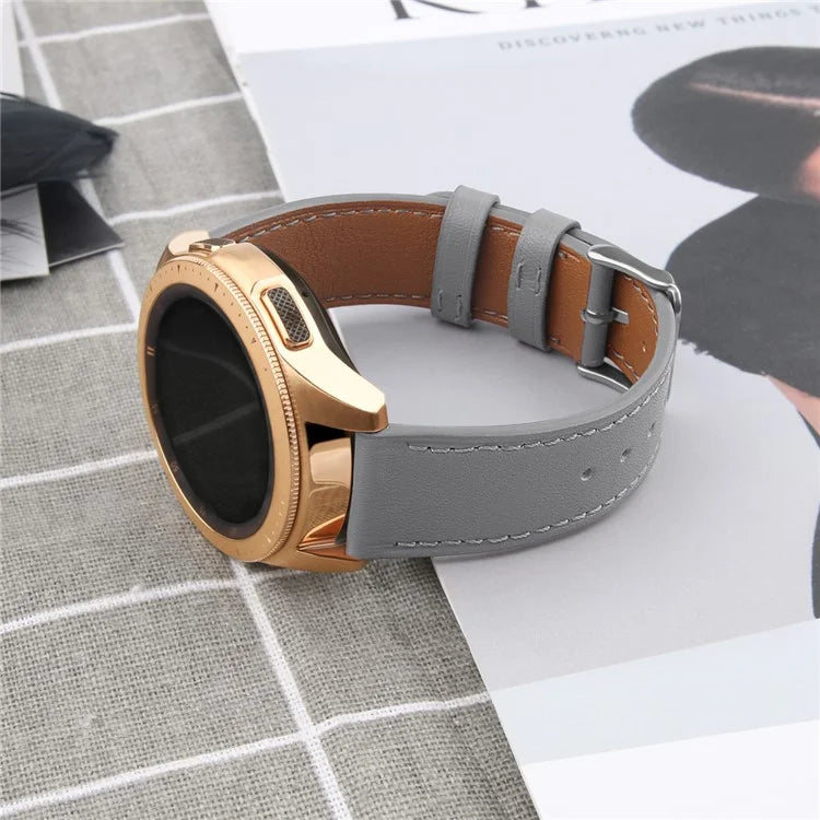 For Huawei Watch GT / Watch GT 2 46mm / 42mm / Samsung Galaxy Watch 46mm Watch Strap Top Layer Cowhide Wrist Band