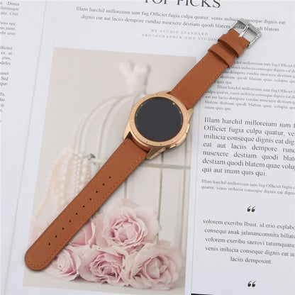 For Huawei Watch GT / Watch GT 2 46mm / 42mm / Samsung Galaxy Watch 46mm Watch Strap Top Layer Cowhide Wrist Band