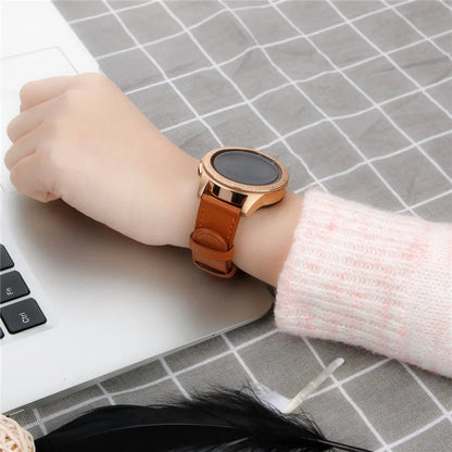 For Huawei Watch GT / Watch GT 2 46mm / 42mm / Samsung Galaxy Watch 46mm Watch Strap Top Layer Cowhide Wrist Band