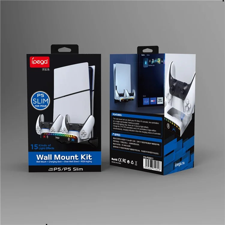 IPEGA PG-P5S011 For PS5 Slim / PS5 Wall Mount Charging Dock with RGB Light