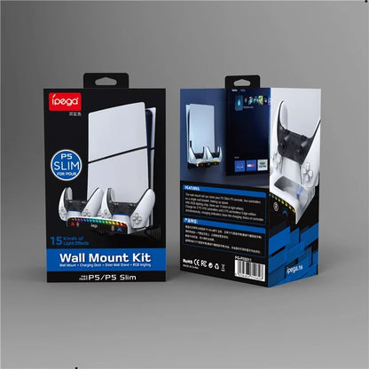 IPEGA PG-P5S011 For PS5 Slim / PS5 Wall Mount Charging Dock with RGB Light