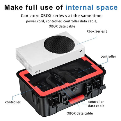 DEVASO For Microsoft Xbox Series S Portable Waterproof Anti-shock PP Storage Box Game Console Carrying Case