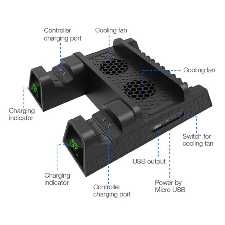 DOBE TYX-1840 For Xbox One X / S Cooling Stand with Dual Controller Charging Dock
