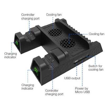 DOBE TYX-1840 For Xbox One X / S Cooling Stand with Dual Controller Charging Dock
