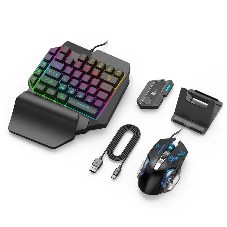 GAMWING Elite Converter+GM86 Mouse+G7 Mute Keyboard+Phone Bracket Stand