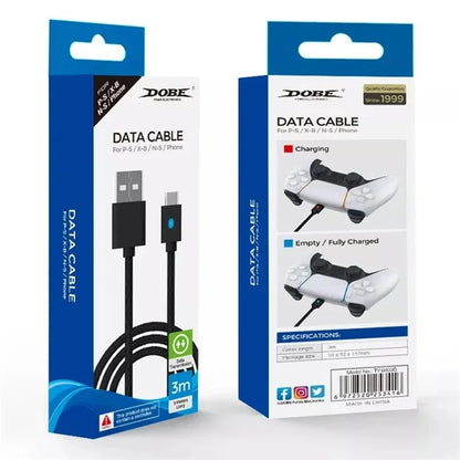 DOBE TY-0803B For Sony PS5 / PS4 / Xbox / Switch Pro Game Controller Phone Type-C Charging Cable, 3m