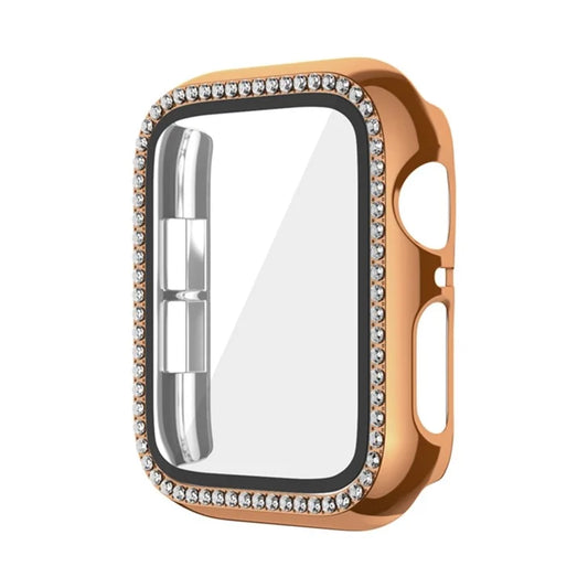 For Apple Watch Series 6 / 5 / 4 / SE (2022) / SE (2023) / SE 40mm PC Case Rhinestone Watch Cover with Tempered Glass Film