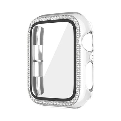 For Apple Watch Series 6 / 5 / 4 / SE (2022) / SE (2023) / SE 40mm PC Case Rhinestone Watch Cover with Tempered Glass Film