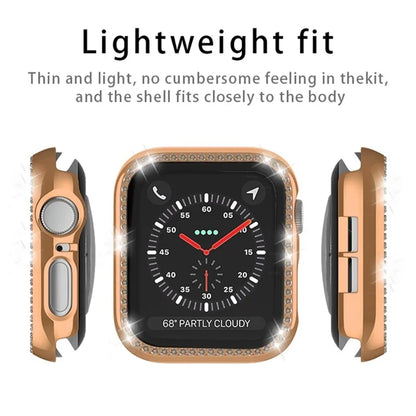 For Apple Watch Series 6 / 5 / 4 / SE (2022) / SE (2023) / SE 40mm PC Case Rhinestone Watch Cover with Tempered Glass Film