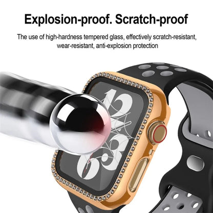 For Apple Watch Series 6 / 5 / 4 / SE (2022) / SE (2023) / SE 40mm PC Case Rhinestone Watch Cover with Tempered Glass Film