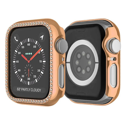 For Apple Watch Series 9 / 8 / 7 41mm PC Watch Cover Rhinestone Decor Anti-drop Case