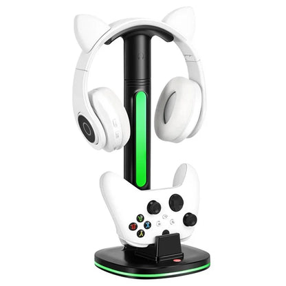 RGB Light Game Controller Charger Dock Headphone Holder with 2*USB Port