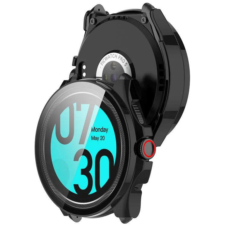 For TicWatch Pro 5 Hard PC Watch Case with Built-in Tempered Glass Screen Protector