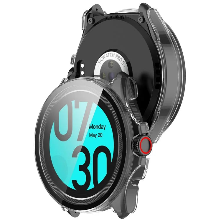 For TicWatch Pro 5 Hard PC Watch Case with Built-in Tempered Glass Screen Protector