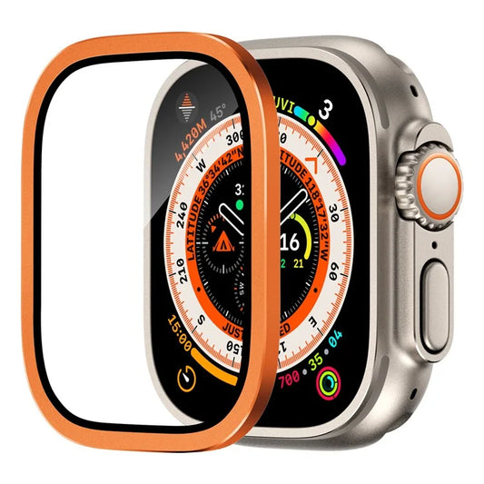 For Apple Watch Ultra 49mm / Ultra 2 49mm Case Aluminum Alloy Watch Cover with Tempered Glass Film