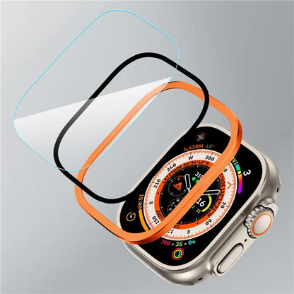 For Apple Watch Ultra 49mm / Ultra 2 49mm Case Aluminum Alloy Watch Cover with Tempered Glass Film