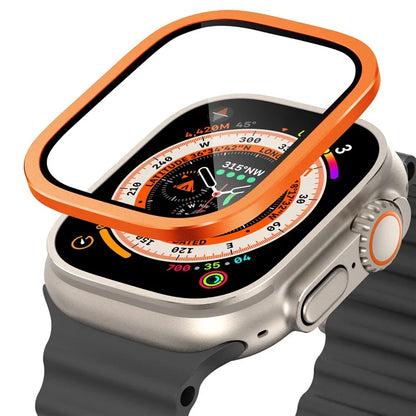 For Apple Watch Ultra 49mm / Ultra 2 49mm Case Aluminum Alloy Watch Cover with Tempered Glass Film