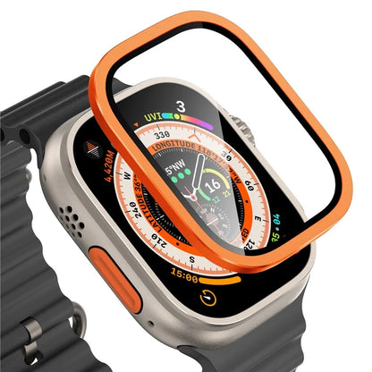 For Apple Watch Ultra 49mm / Ultra 2 49mm Case Aluminum Alloy Watch Cover with Tempered Glass Film