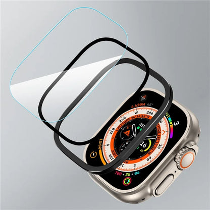 For Apple Watch Ultra 49mm / Ultra 2 49mm Case Aluminum Alloy Watch Cover with Tempered Glass Film