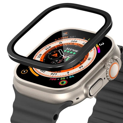 For Apple Watch Ultra 49mm / Ultra 2 49mm Case Aluminum Alloy Watch Cover with Tempered Glass Film