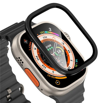 For Apple Watch Ultra 49mm / Ultra 2 49mm Case Aluminum Alloy Watch Cover with Tempered Glass Film