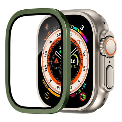 For Apple Watch Ultra 49mm / Ultra 2 49mm Case Aluminum Alloy Watch Cover with Tempered Glass Film
