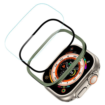For Apple Watch Ultra 49mm / Ultra 2 49mm Case Aluminum Alloy Watch Cover with Tempered Glass Film