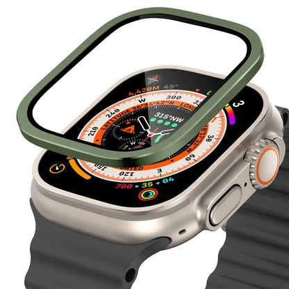 For Apple Watch Ultra 49mm / Ultra 2 49mm Case Aluminum Alloy Watch Cover with Tempered Glass Film