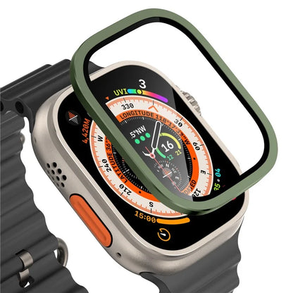 For Apple Watch Ultra 49mm / Ultra 2 49mm Case Aluminum Alloy Watch Cover with Tempered Glass Film