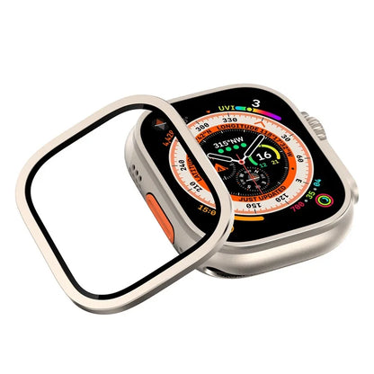 For Apple Watch Ultra 49mm / Ultra 2 49mm Case Aluminum Alloy Watch Cover with Tempered Glass Film