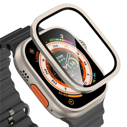 For Apple Watch Ultra 49mm / Ultra 2 49mm Case Aluminum Alloy Watch Cover with Tempered Glass Film