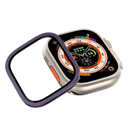 For Apple Watch Ultra 49mm / Ultra 2 49mm Case Aluminum Alloy Watch Cover with Tempered Glass Film