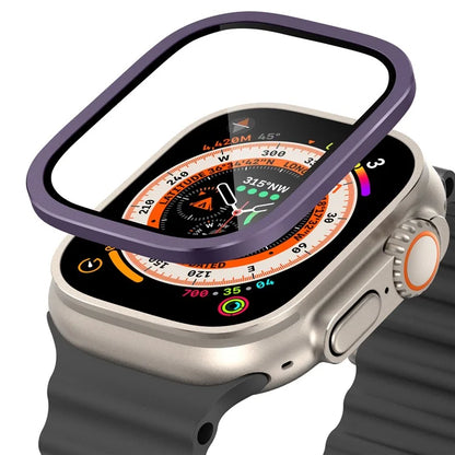 For Apple Watch Ultra 49mm / Ultra 2 49mm Case Aluminum Alloy Watch Cover with Tempered Glass Film