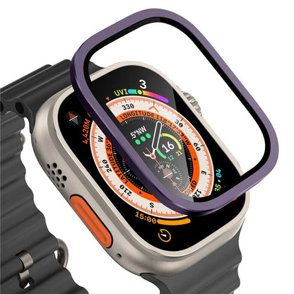 For Apple Watch Ultra 49mm / Ultra 2 49mm Case Aluminum Alloy Watch Cover with Tempered Glass Film
