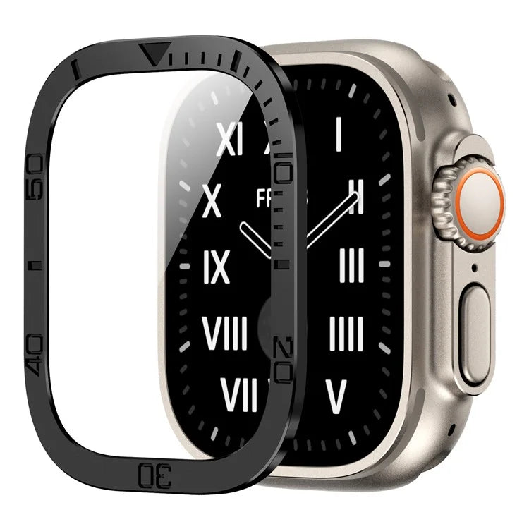 For Apple Watch Ultra 49mm / Ultra 2 49mm Watch Case Aluminum Alloy Cover with Tempered Glass Protector