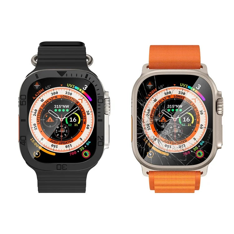 For Apple Watch Ultra 49mm / Ultra 2 49mm Watch Case Aluminum Alloy Cover with Tempered Glass Protector