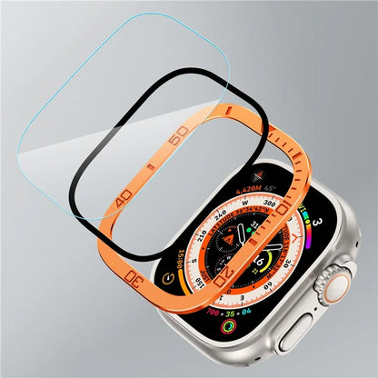 For Apple Watch Ultra 49mm / Ultra 2 49mm Watch Case Aluminum Alloy Cover with Tempered Glass Protector