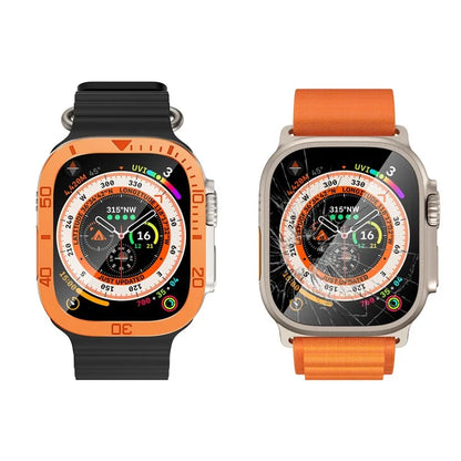 For Apple Watch Ultra 49mm / Ultra 2 49mm Watch Case Aluminum Alloy Cover with Tempered Glass Protector