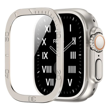 For Apple Watch Ultra 49mm / Ultra 2 49mm Watch Case Aluminum Alloy Cover with Tempered Glass Protector