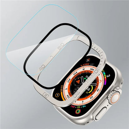 For Apple Watch Ultra 49mm / Ultra 2 49mm Watch Case Aluminum Alloy Cover with Tempered Glass Protector