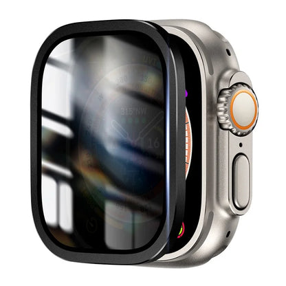 For Apple Watch Ultra 49mm / Ultra 2 49mm Aluminum Alloy Watch Case with Anti-spy Tempered Glass Film