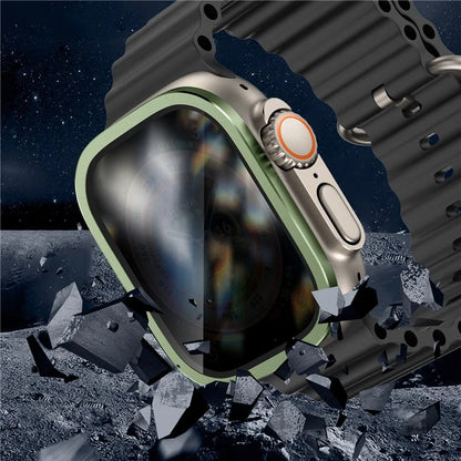 For Apple Watch Ultra 49mm / Ultra 2 49mm Aluminum Alloy Watch Case with Anti-spy Tempered Glass Film