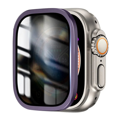 For Apple Watch Ultra 49mm / Ultra 2 49mm Aluminum Alloy Watch Case with Anti-spy Tempered Glass Film