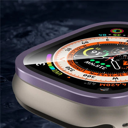 For Apple Watch Ultra 49mm / Ultra 2 49mm Aluminum Alloy Watch Case with Anti-spy Tempered Glass Film