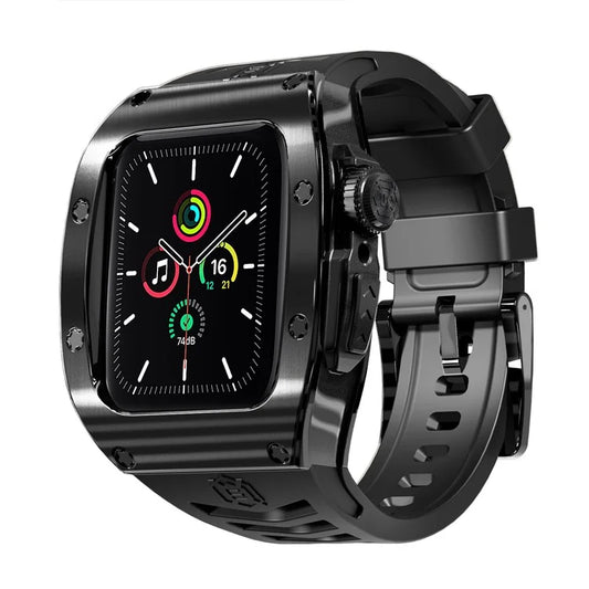SHELLBOX For Apple Watch Series 5 / 4 / SE / 6 / SE (2022) 44mm / Series 7 / 8 45mm Metal Watch Frame Case with Strap