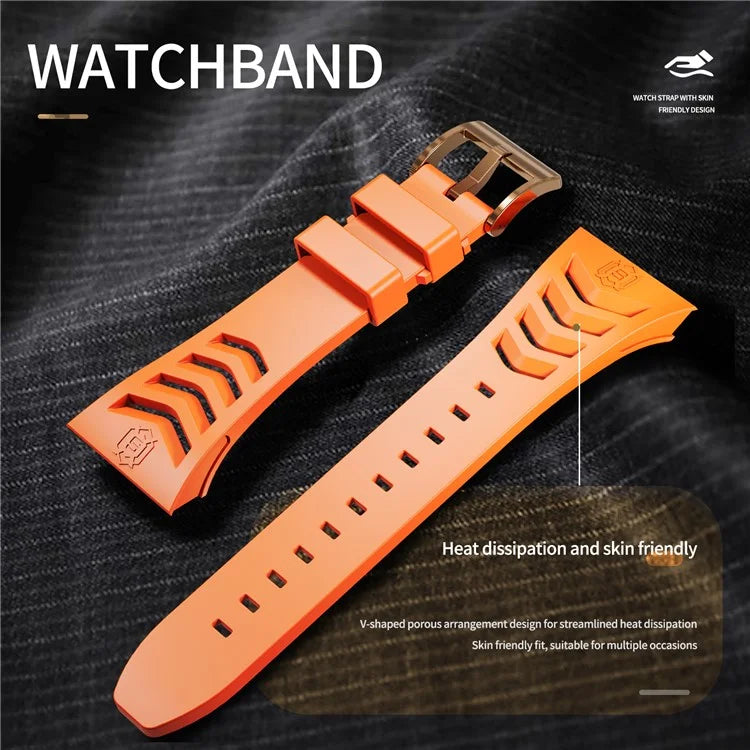 SHELLBOX For Apple Watch Series 5 / 4 / SE / 6 / SE (2022) 44mm / Series 7 / 8 45mm Watch Strap with Metal Frame Case